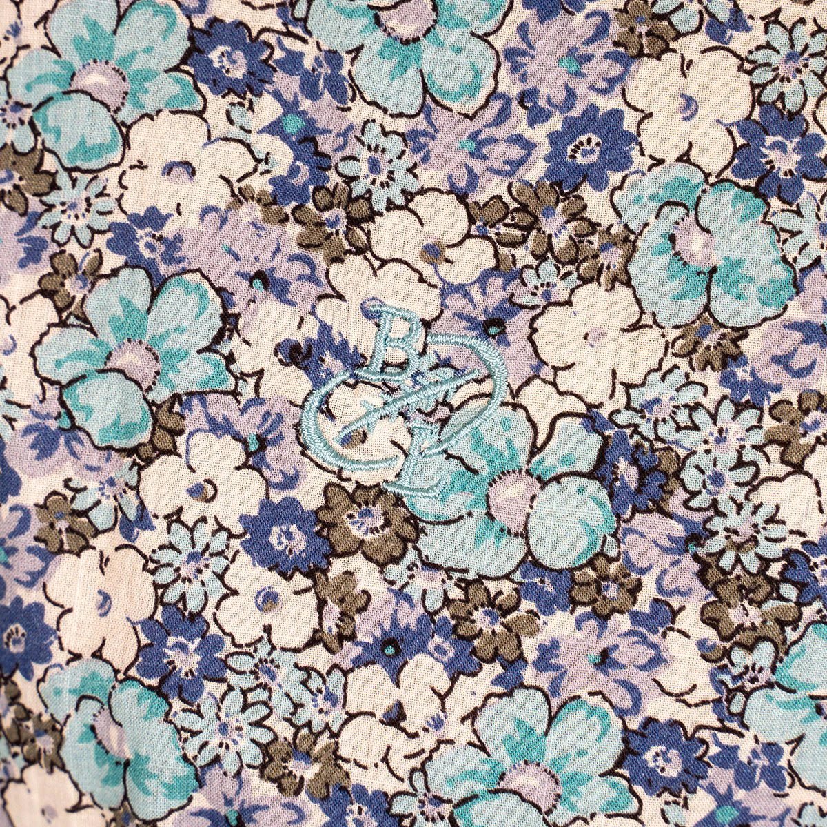Chemise ml légère fleurie turquoise (femme) - Image 4