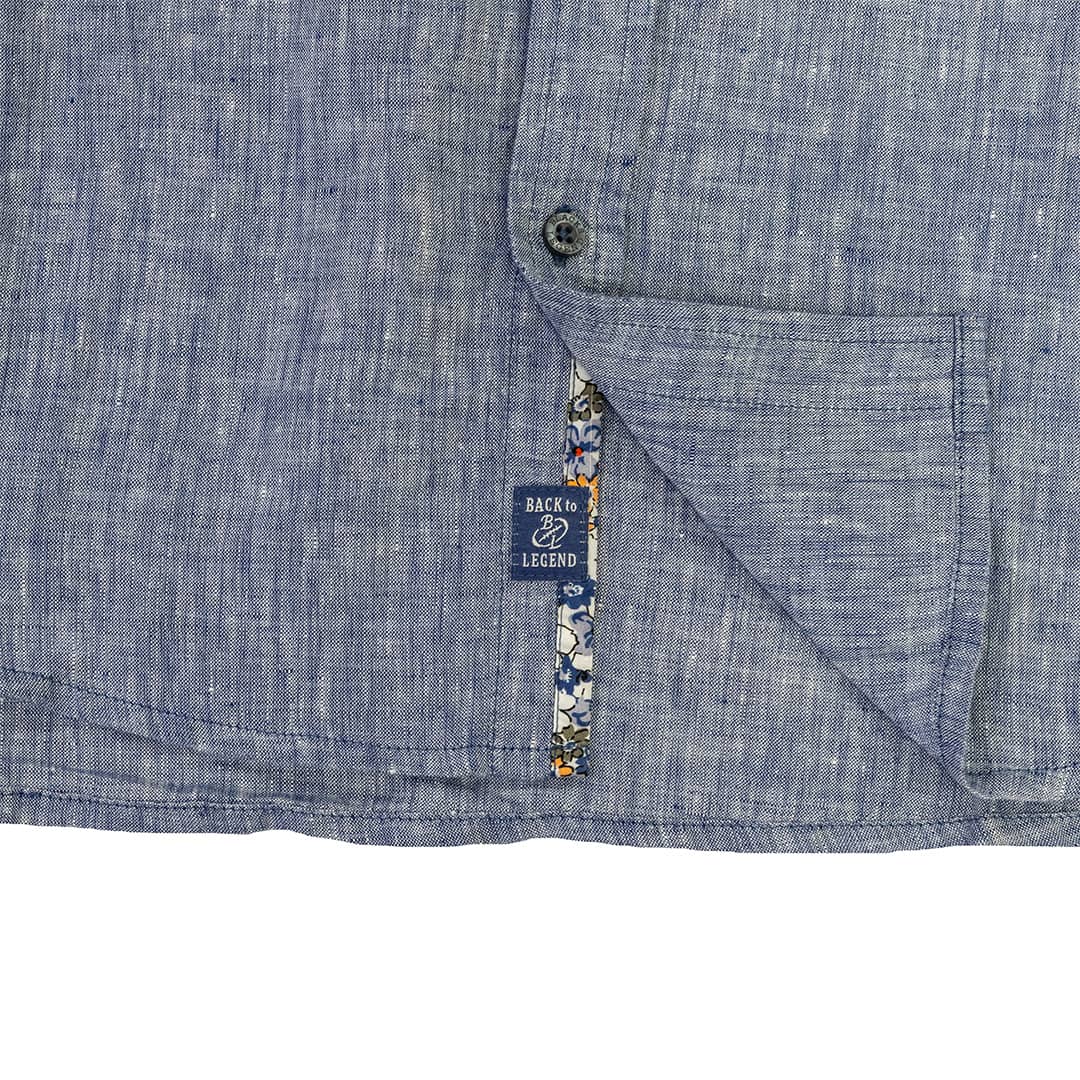 Chemise marine en lin chiné - Image 5