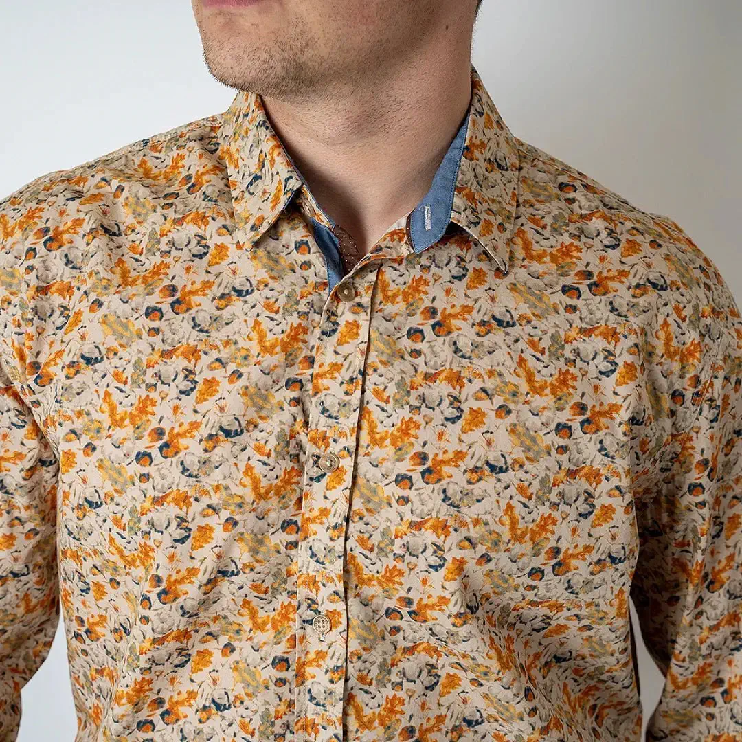 Chemise ml beige imprimé automnal - Image 3