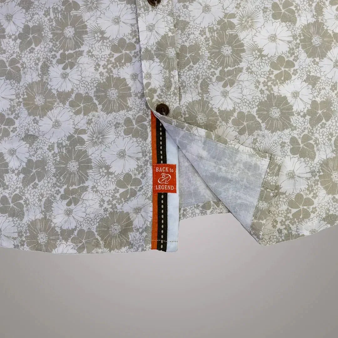 Chemise ml blanche à motifs fleuris beiges - Image 4