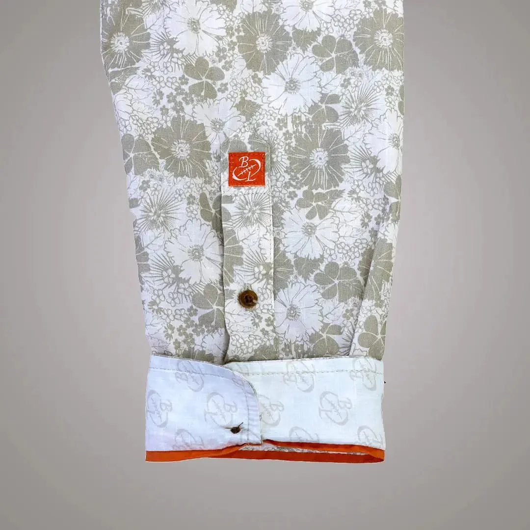 Chemise ml blanche à motifs fleuris beiges - Image 5