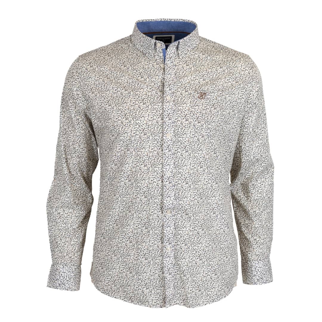 Chemise ml blanche fleurie en popline