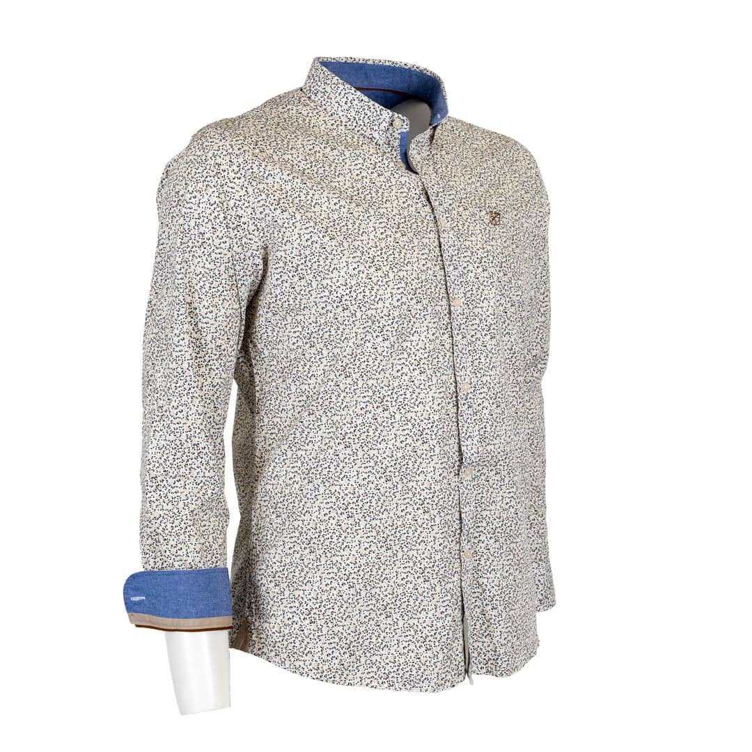 Chemise ml blanche fleurie en popline - Image 3