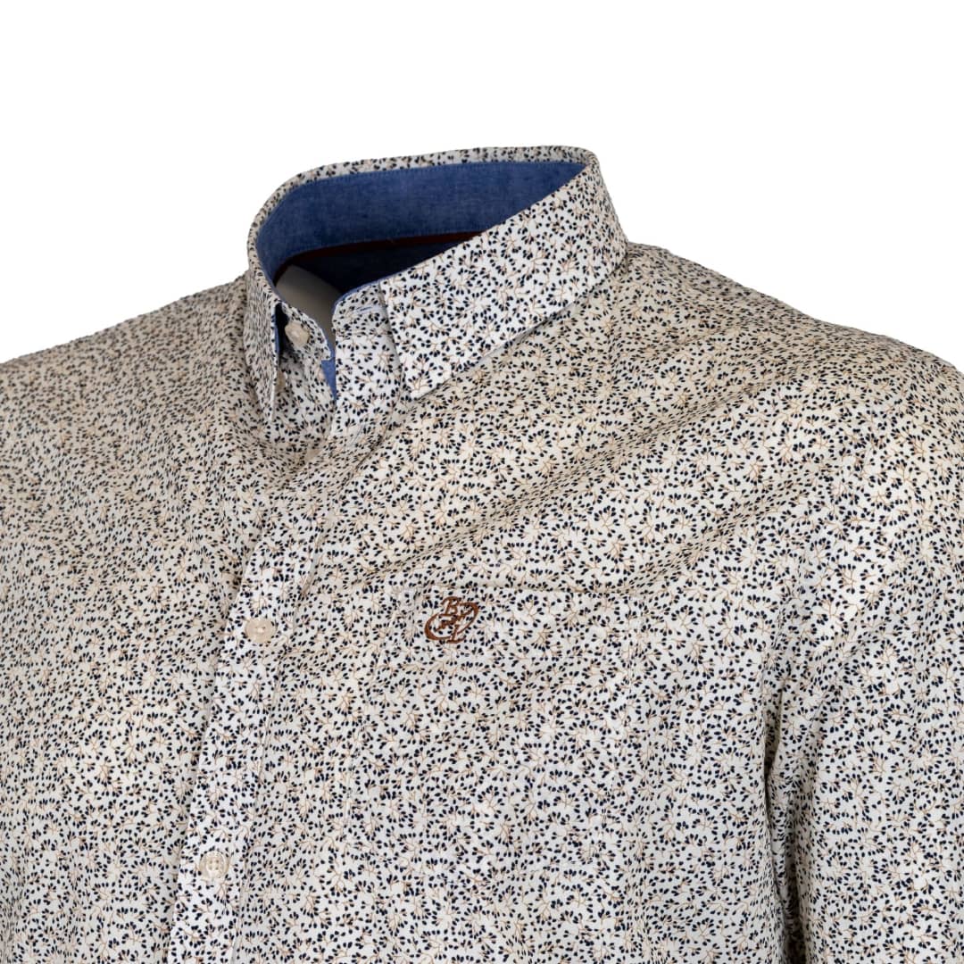 Chemise ml blanche fleurie en popline - Image 4