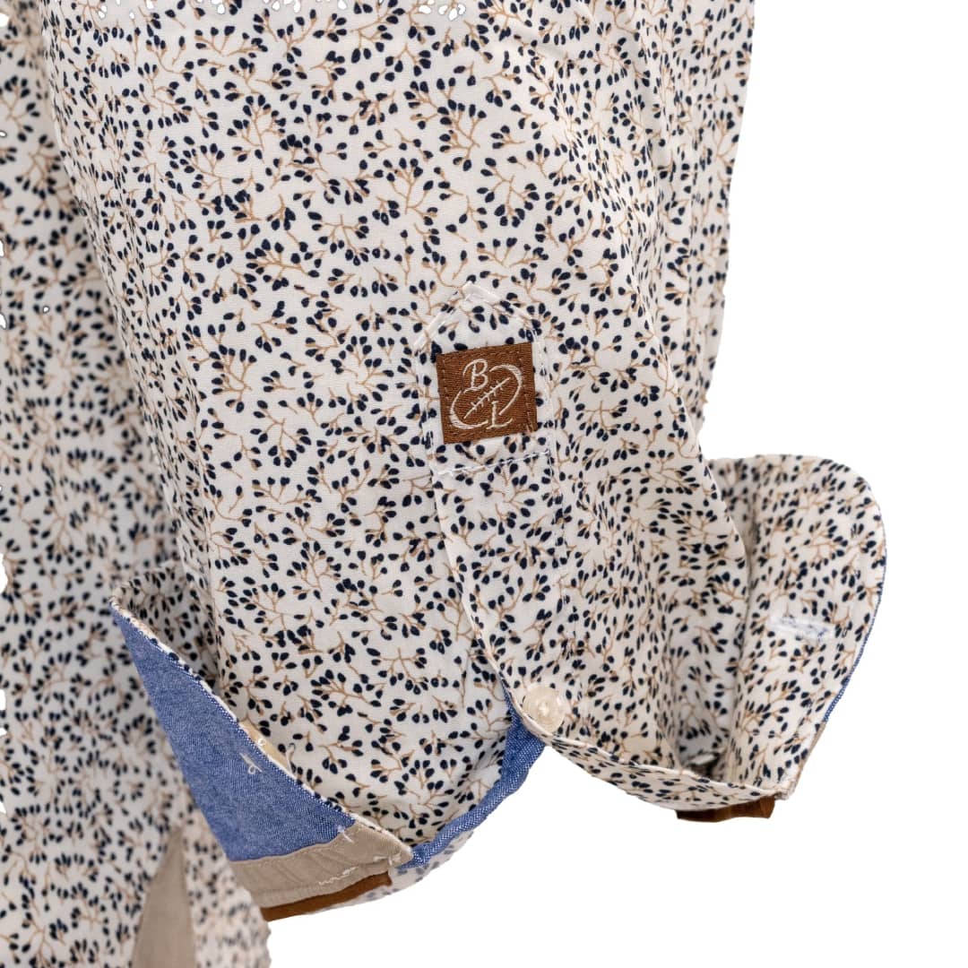 Chemise ml blanche fleurie en popline - Image 5