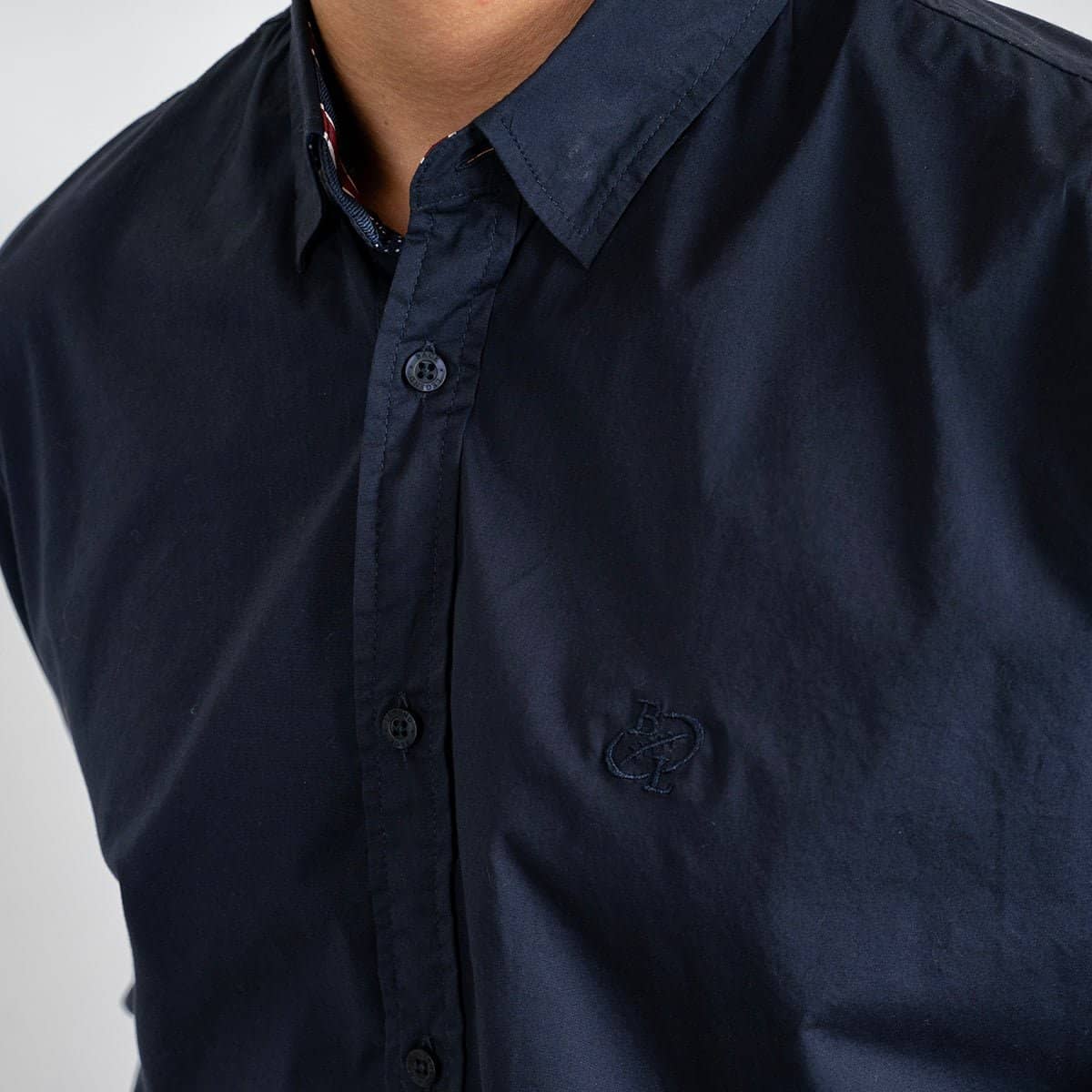 Chemise ml bleu marine en popline - Image 3