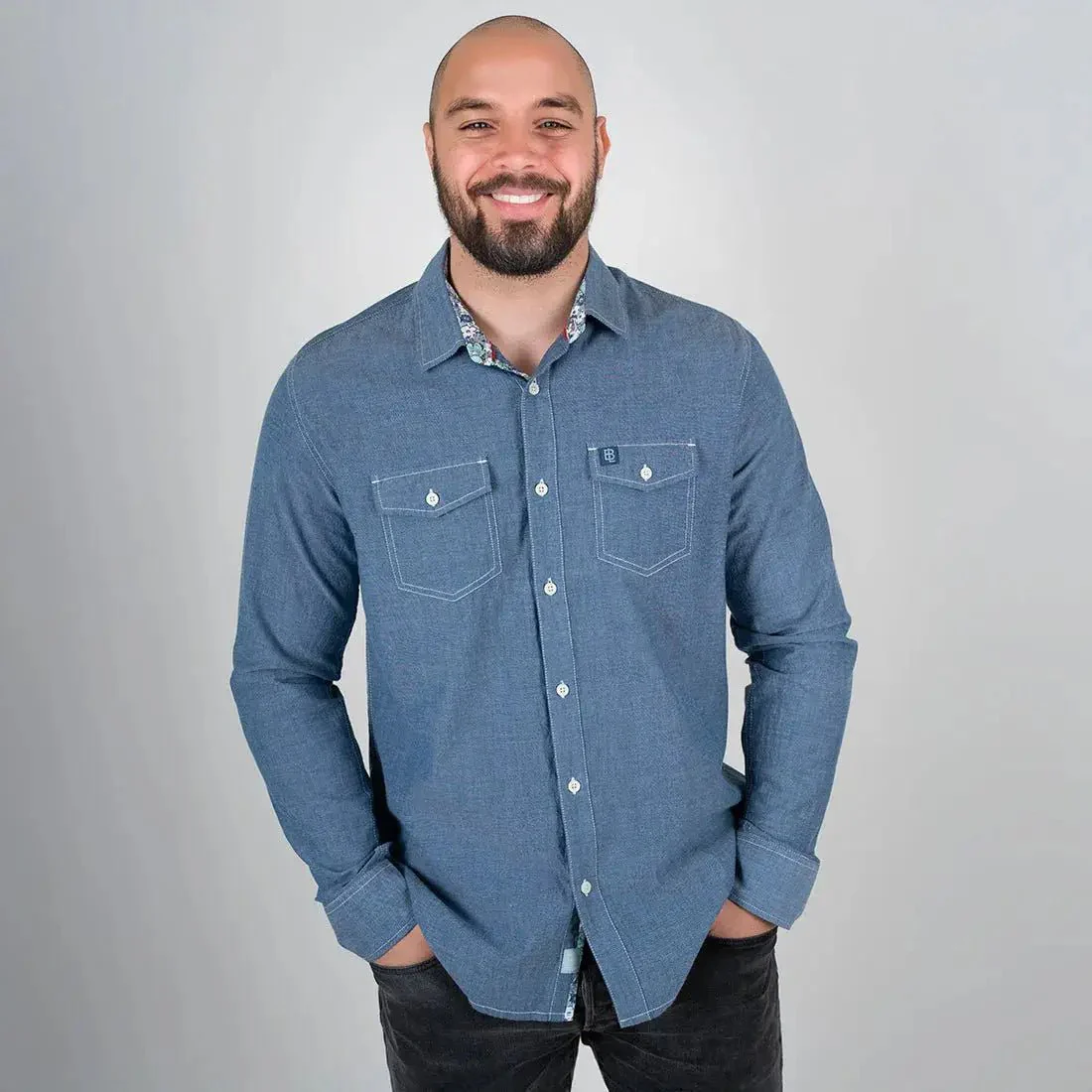 Chemise ml bleu moyen en chambray