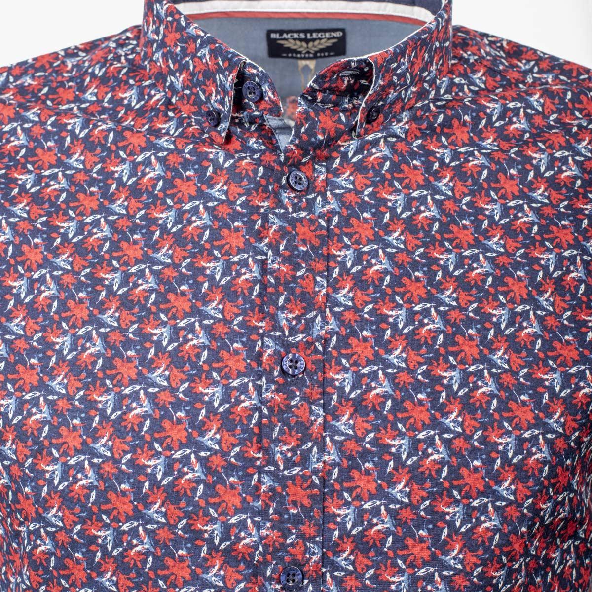 Chemise ml bleue à fleurs bicolores - Image 3