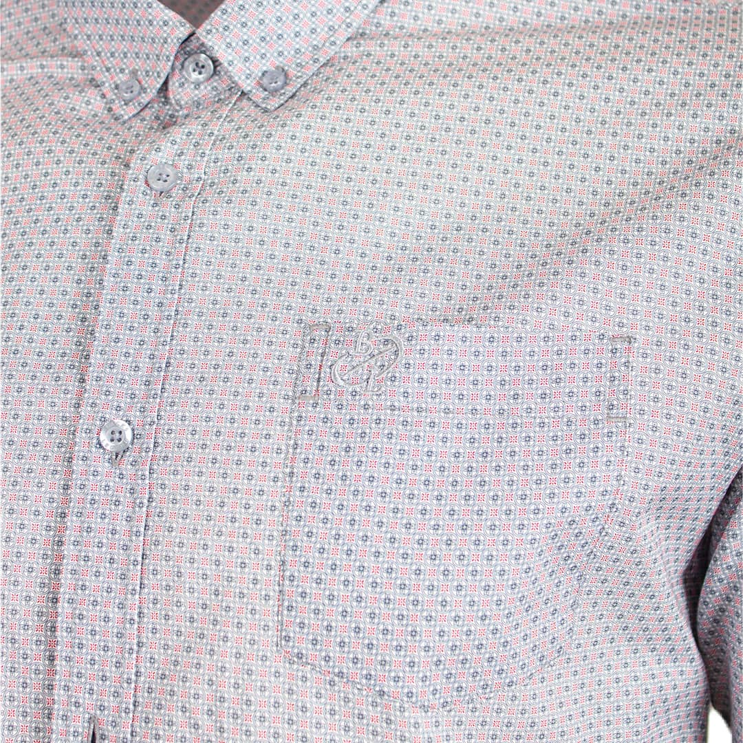 Chemise ml bleue imprimé géométrique - Image 3