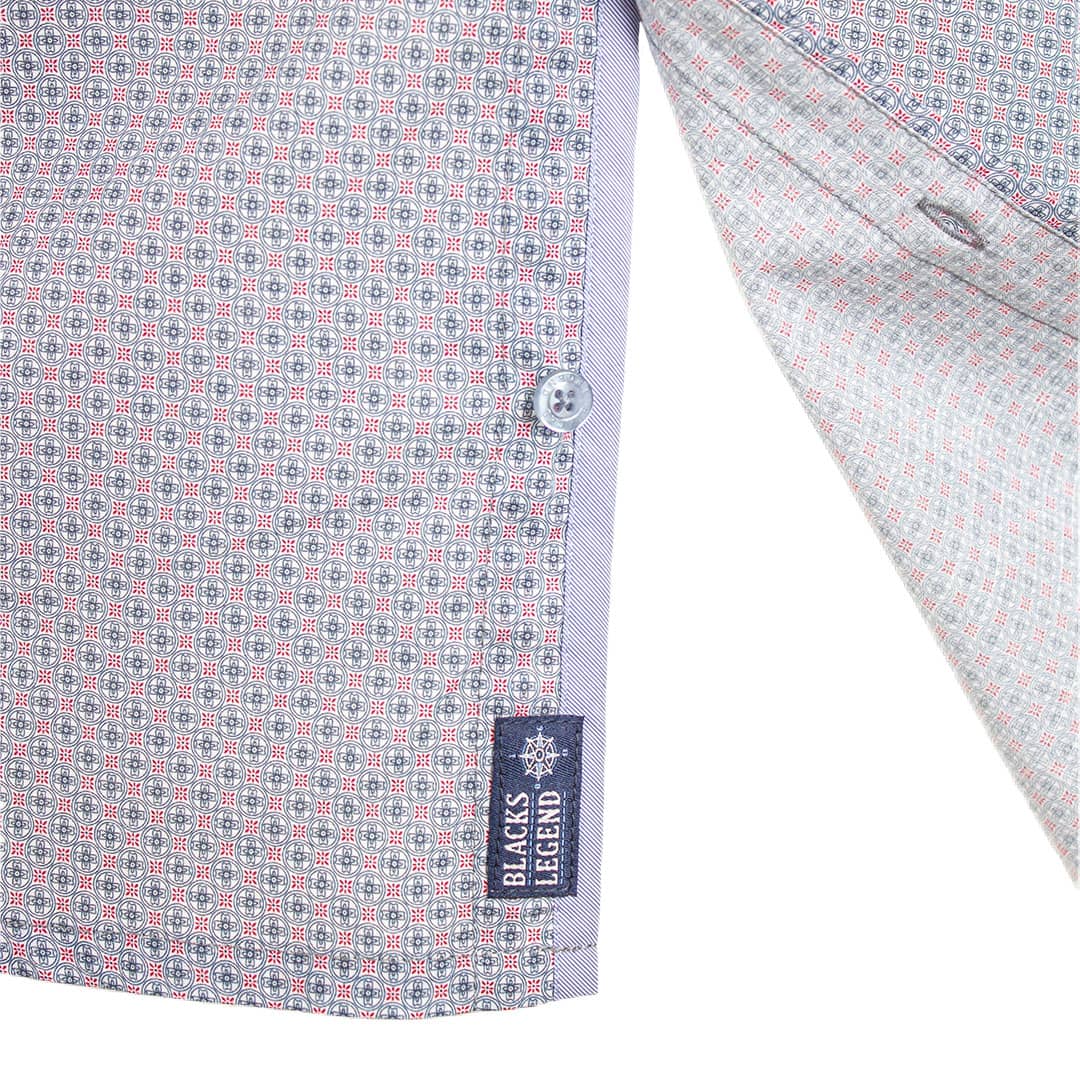 Chemise ml bleue imprimé géométrique - Image 4