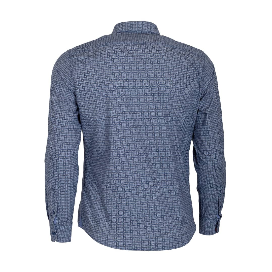 Chemise ml bleue en popline micro géométrique - Image 2