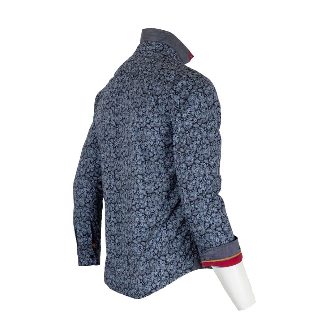 Chemise ml grise en popline florale - Image 2