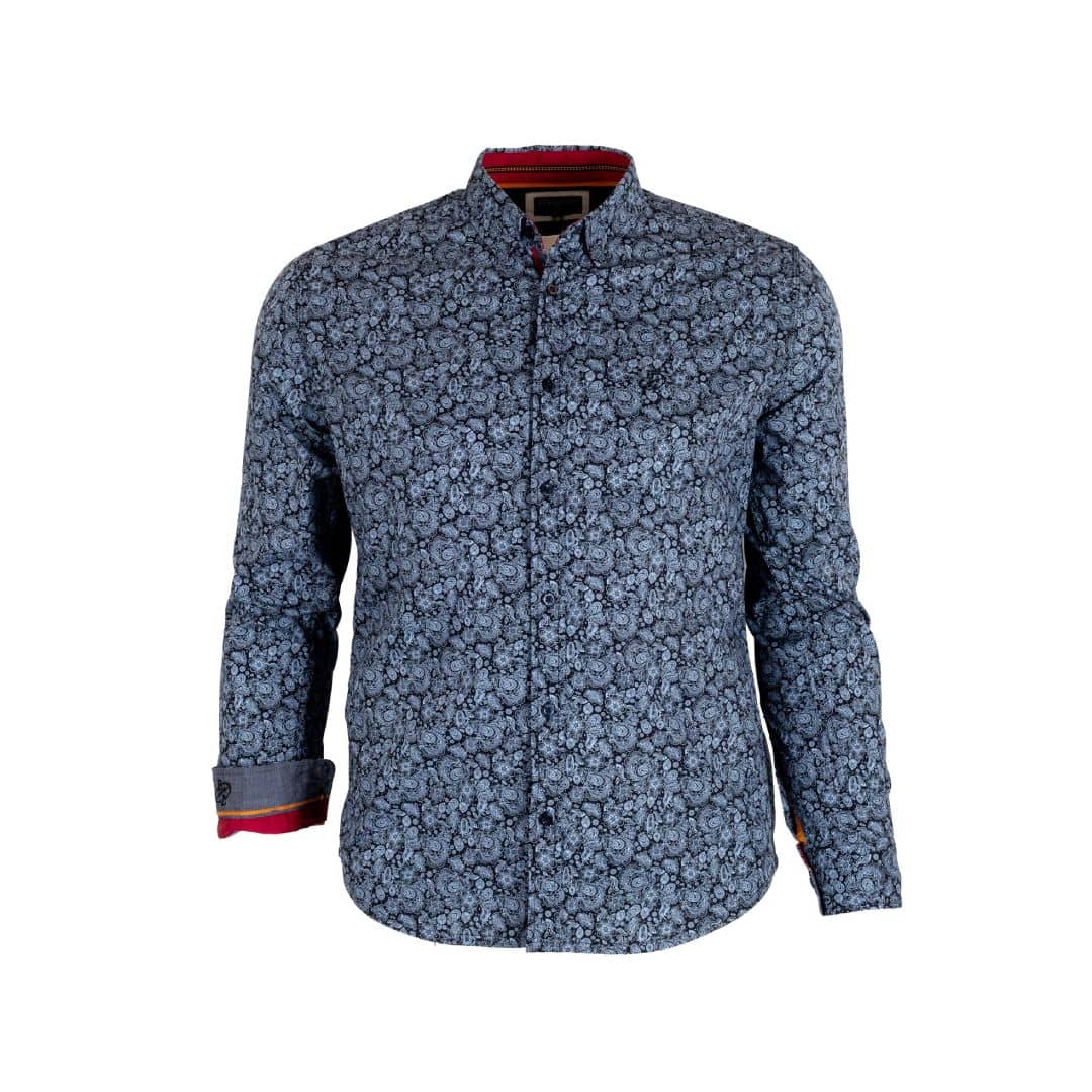 Chemise ml grise en popline florale - Image 3