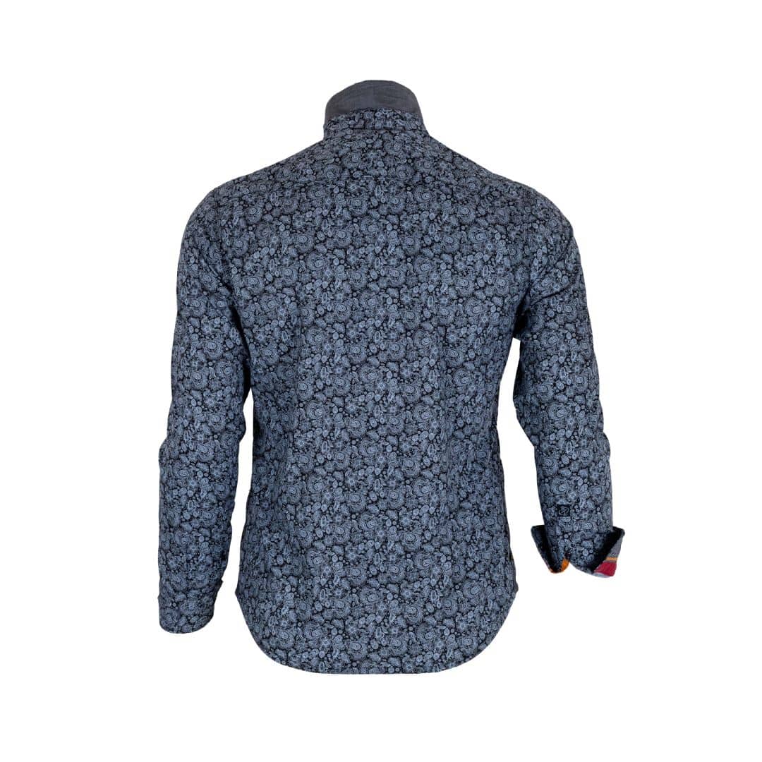 Chemise ml grise en popline florale - Image 4
