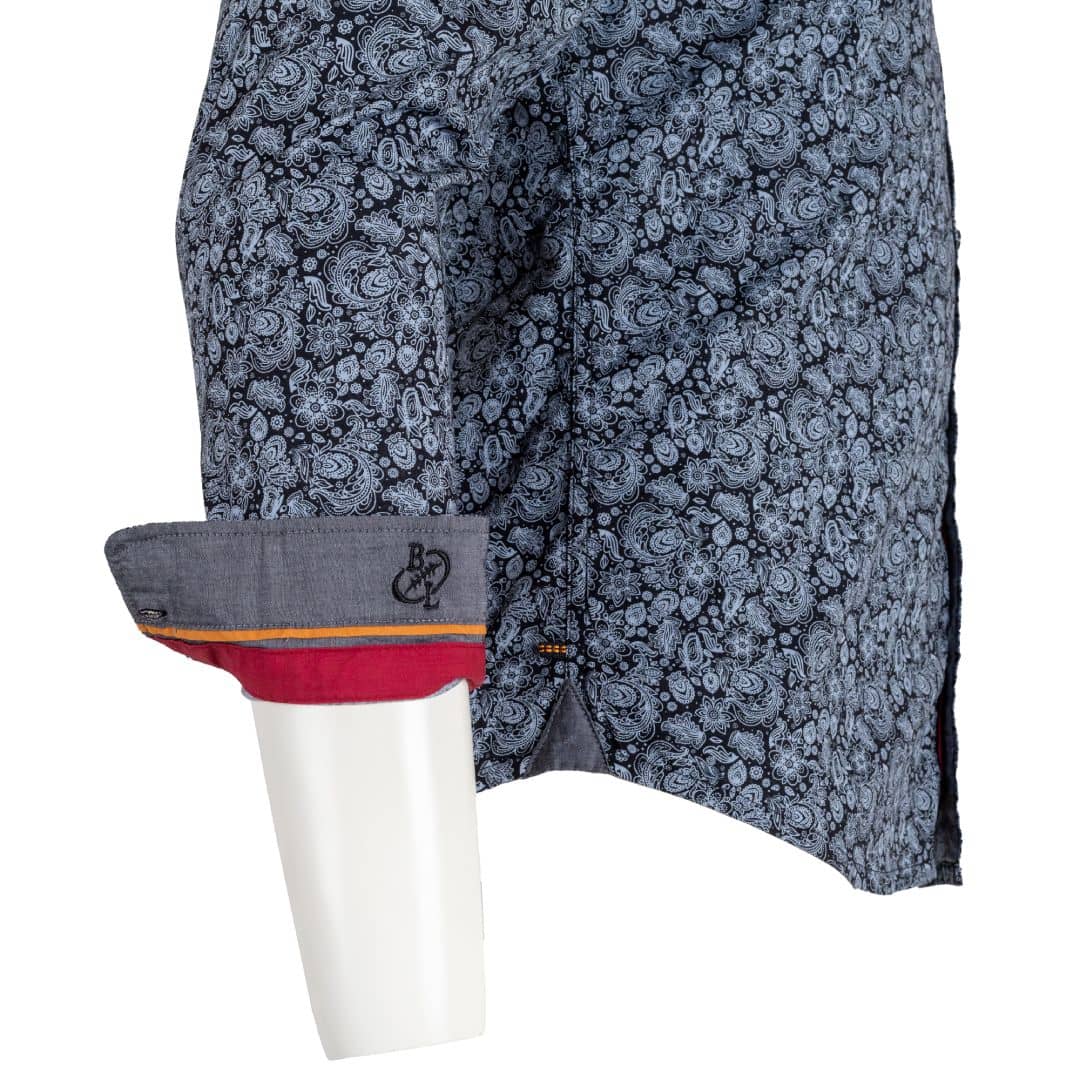 Chemise ml grise en popline florale - Image 5