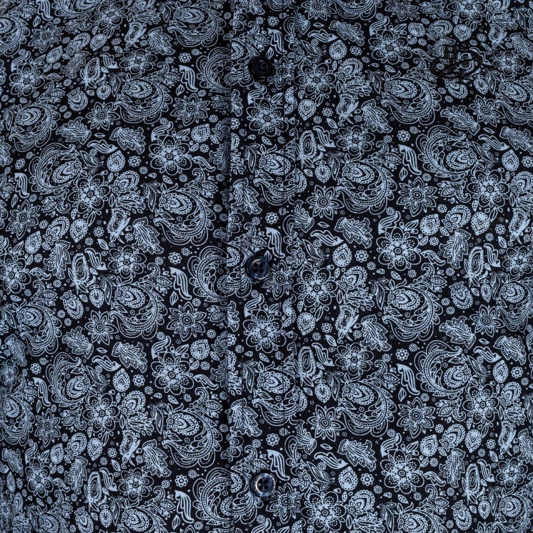 Chemise ml grise en popline florale - Image 6