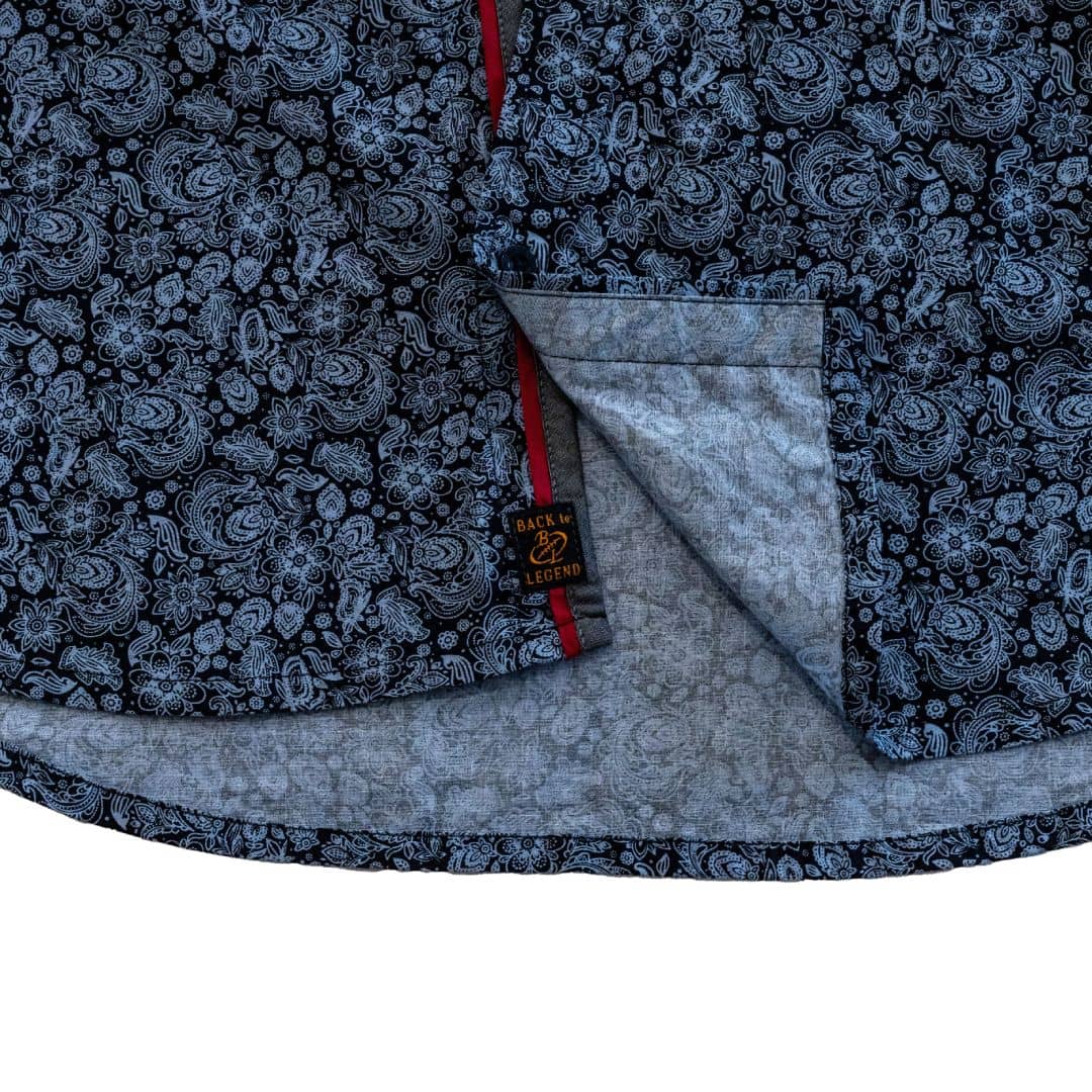 Chemise ml grise en popline florale - Image 8