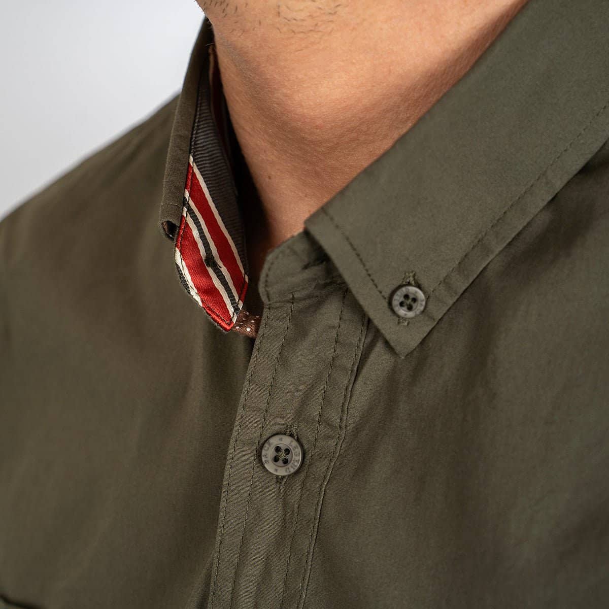 Chemise ml kaki en popline 2 poches poitrine - Image 3