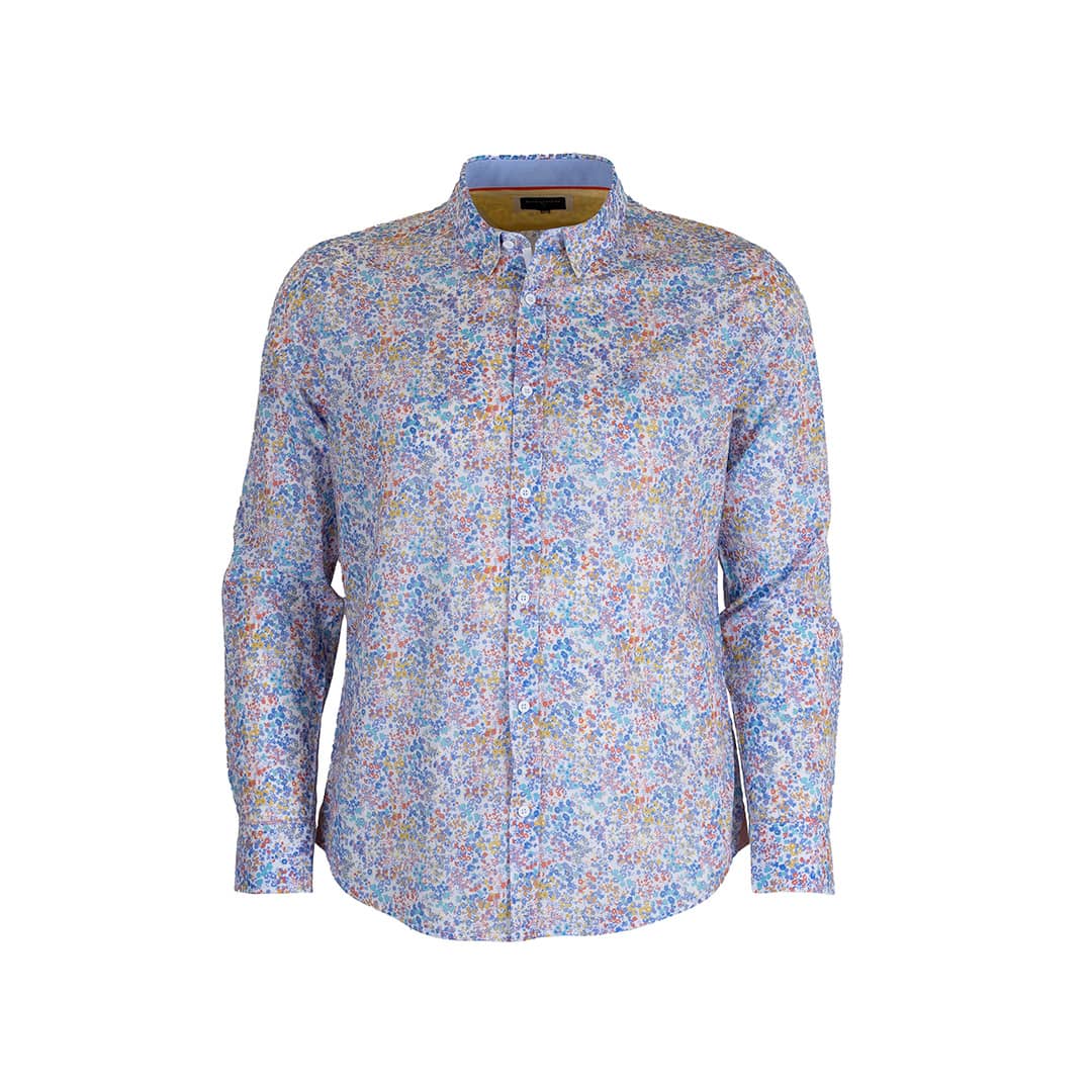 Chemise ml légère fleurie bleu ciel