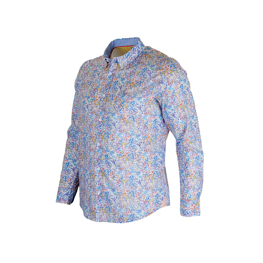 Chemise ml légère fleurie bleu ciel - Image 3