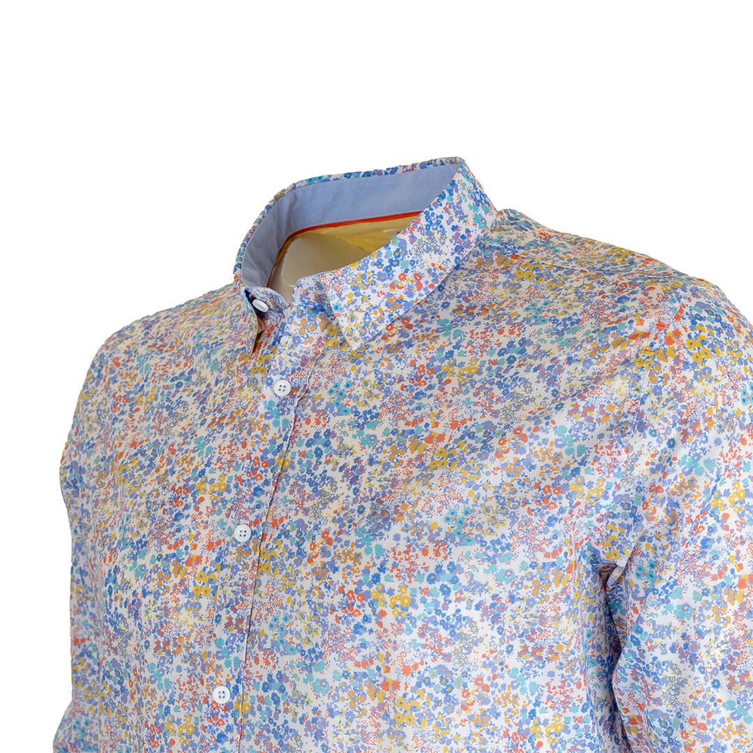 Chemise ml légère fleurie bleu ciel - Image 4