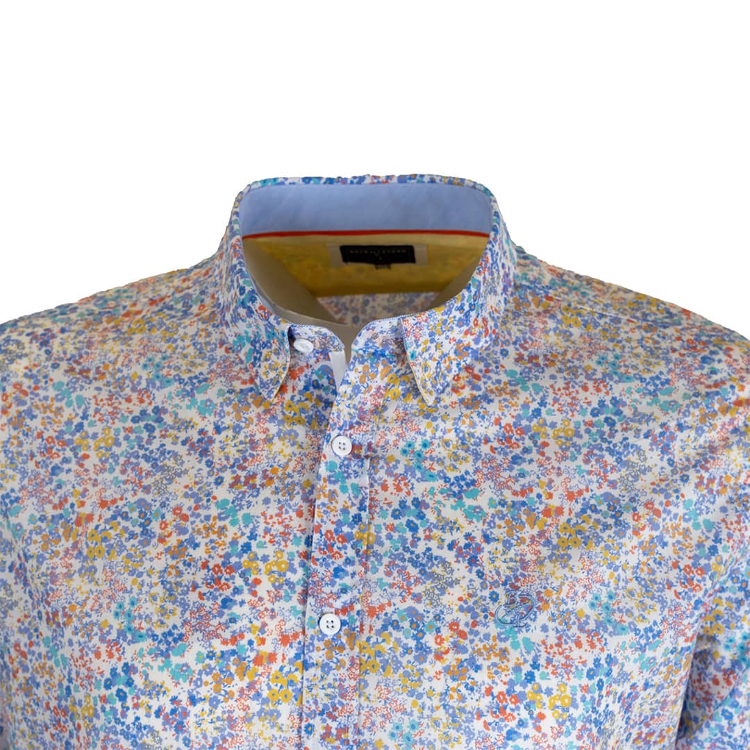 Chemise ml légère fleurie bleu ciel - Image 5