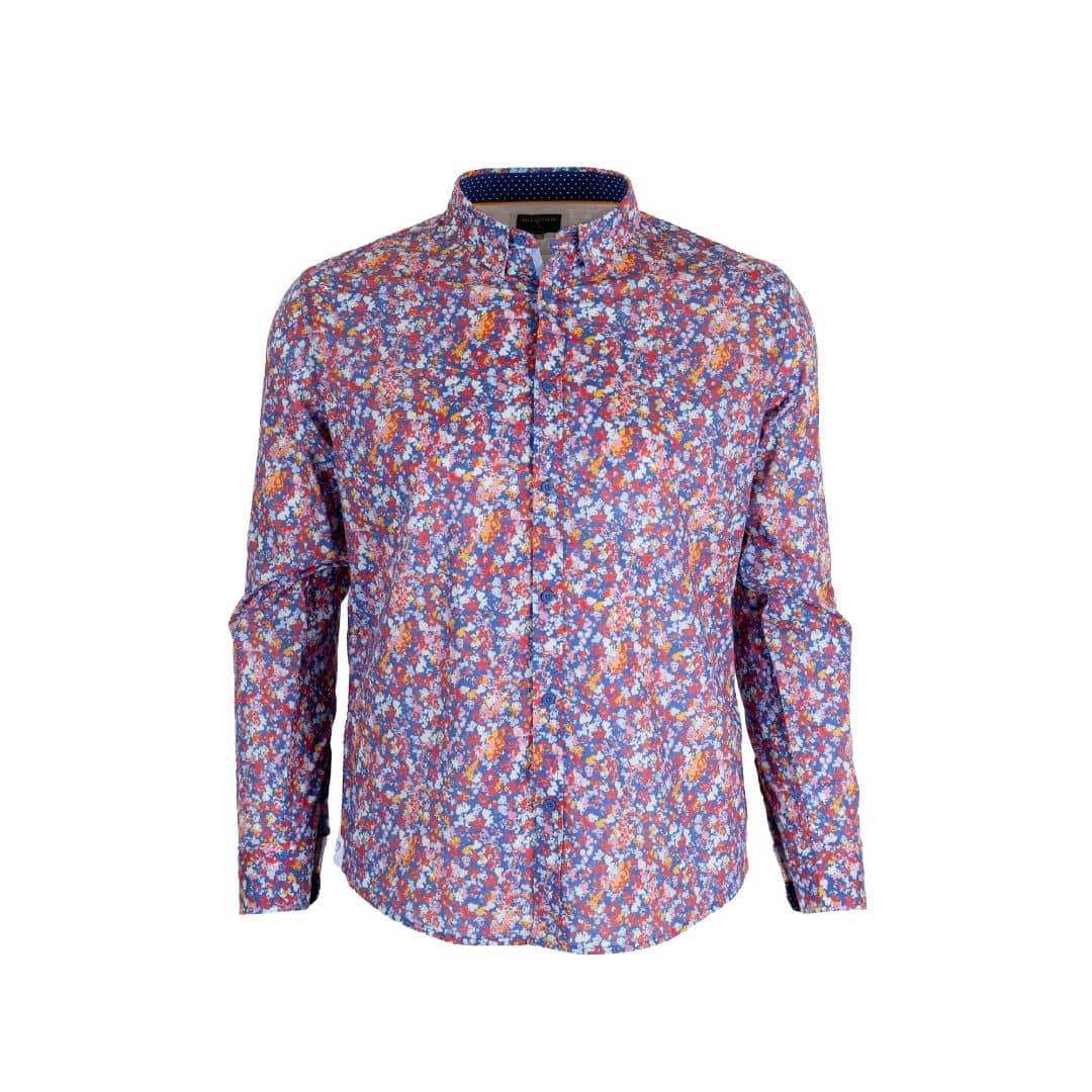Chemise ml légère fleurie bleue
