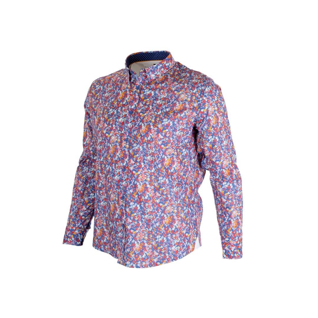 Chemise ml légère fleurie bleue - Image 3