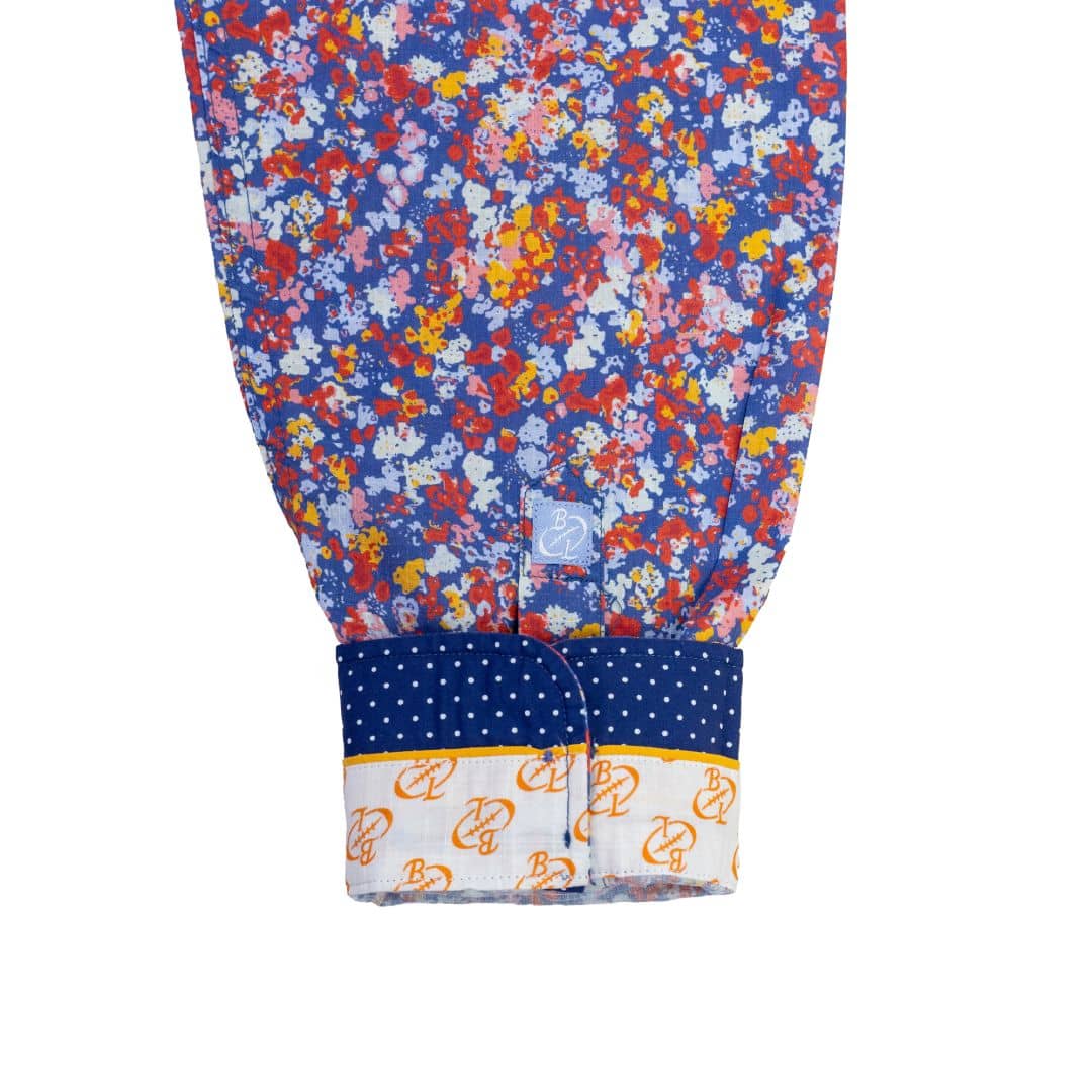 Chemise ml légère fleurie bleue - Image 4