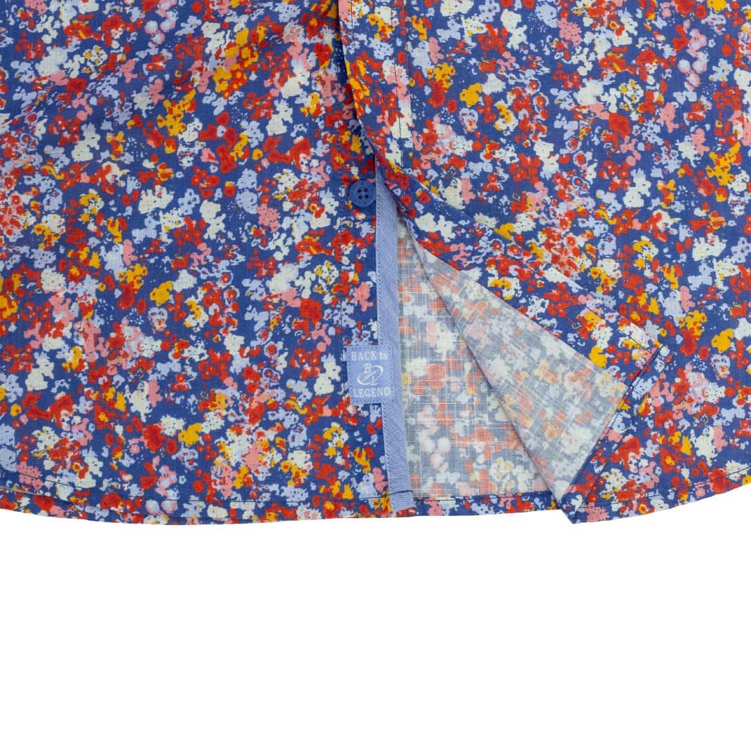 Chemise ml légère fleurie bleue - Image 6