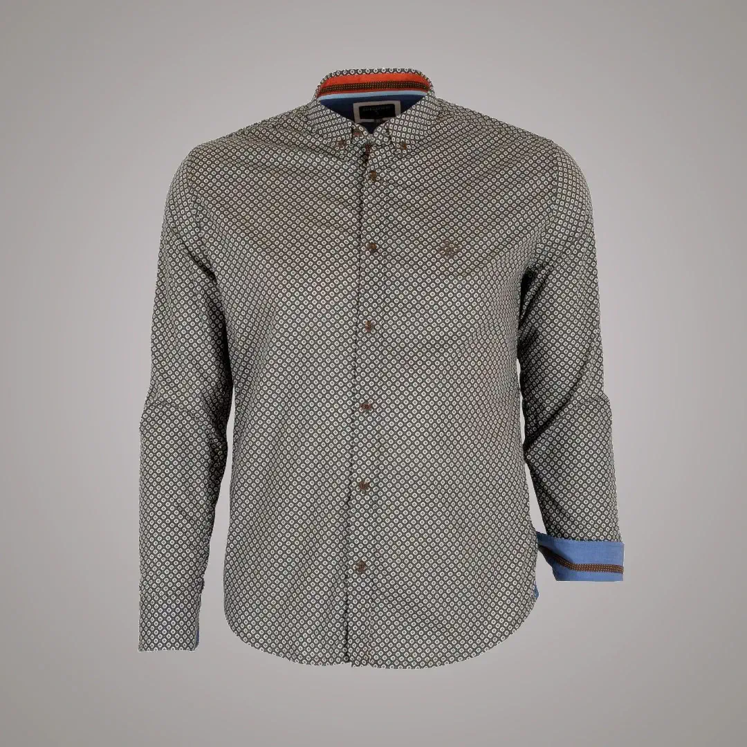 Chemise ml marron en popline fantaisie - Image 3