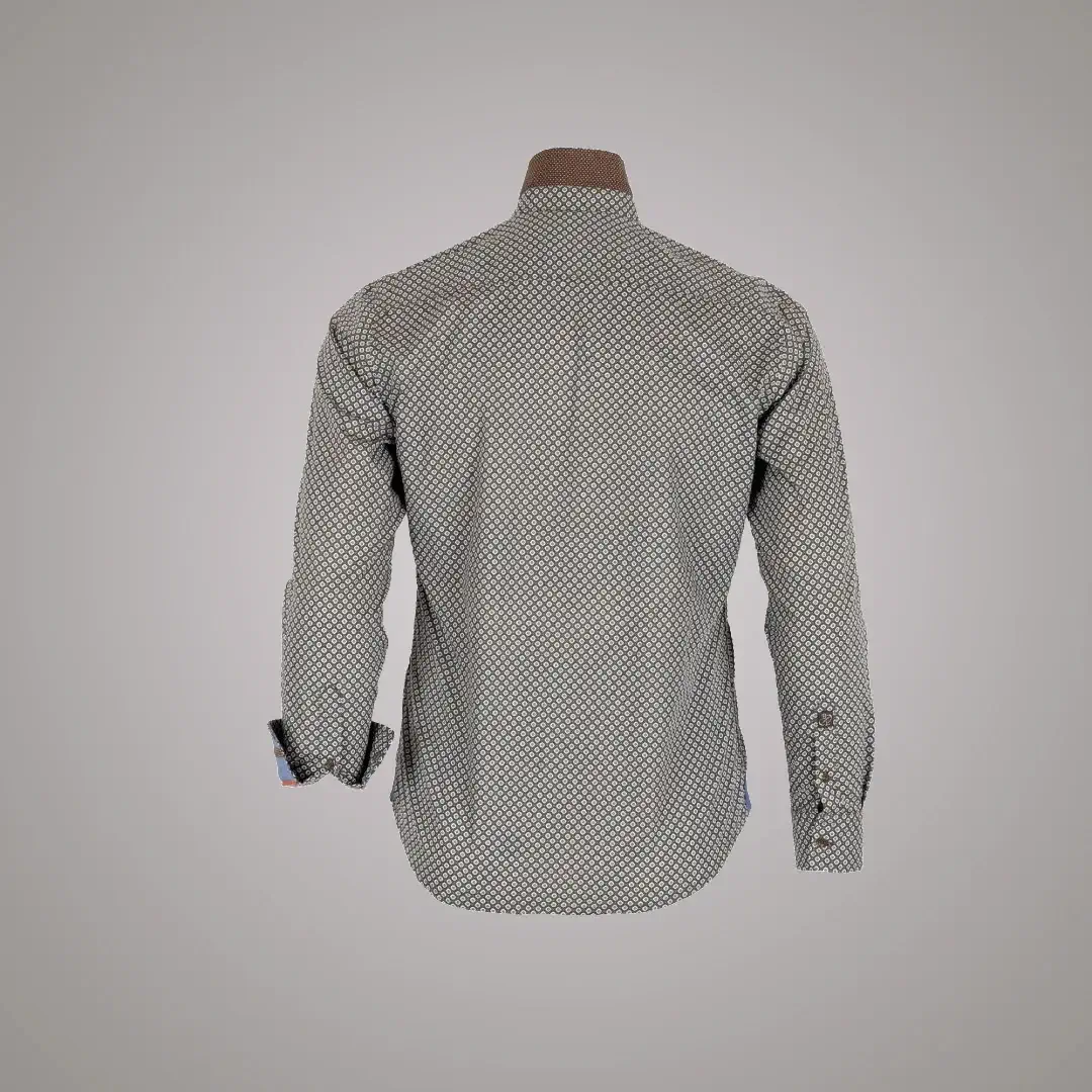 Chemise ml marron en popline fantaisie - Image 4