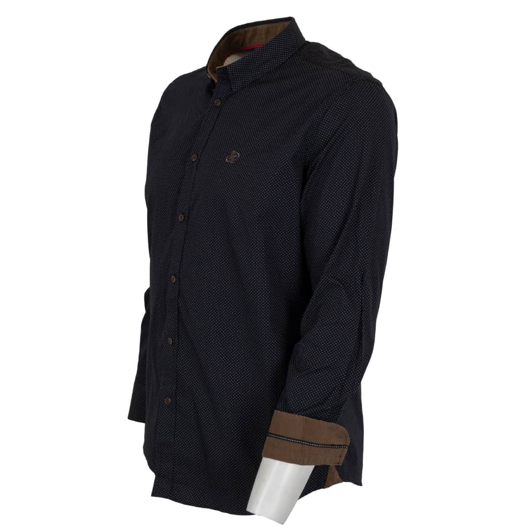Chemise ml noire à pois en popline - Image 3