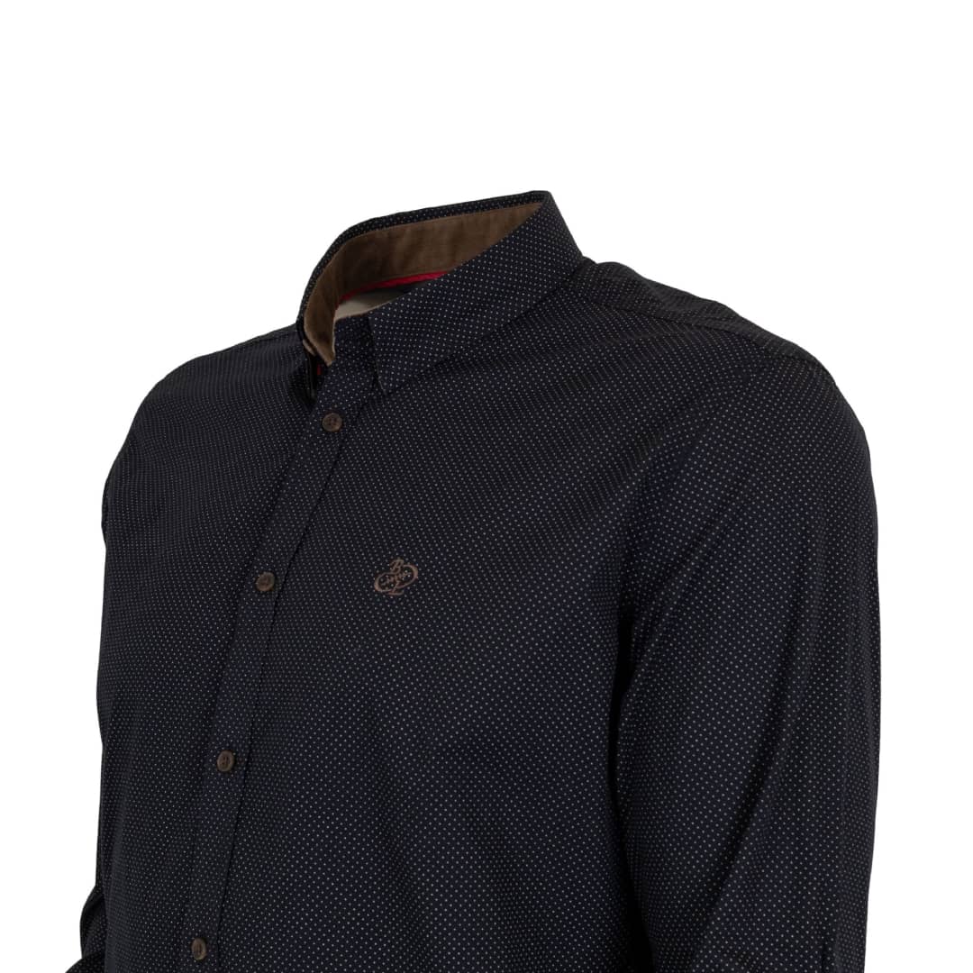 Chemise ml noire à pois en popline - Image 4