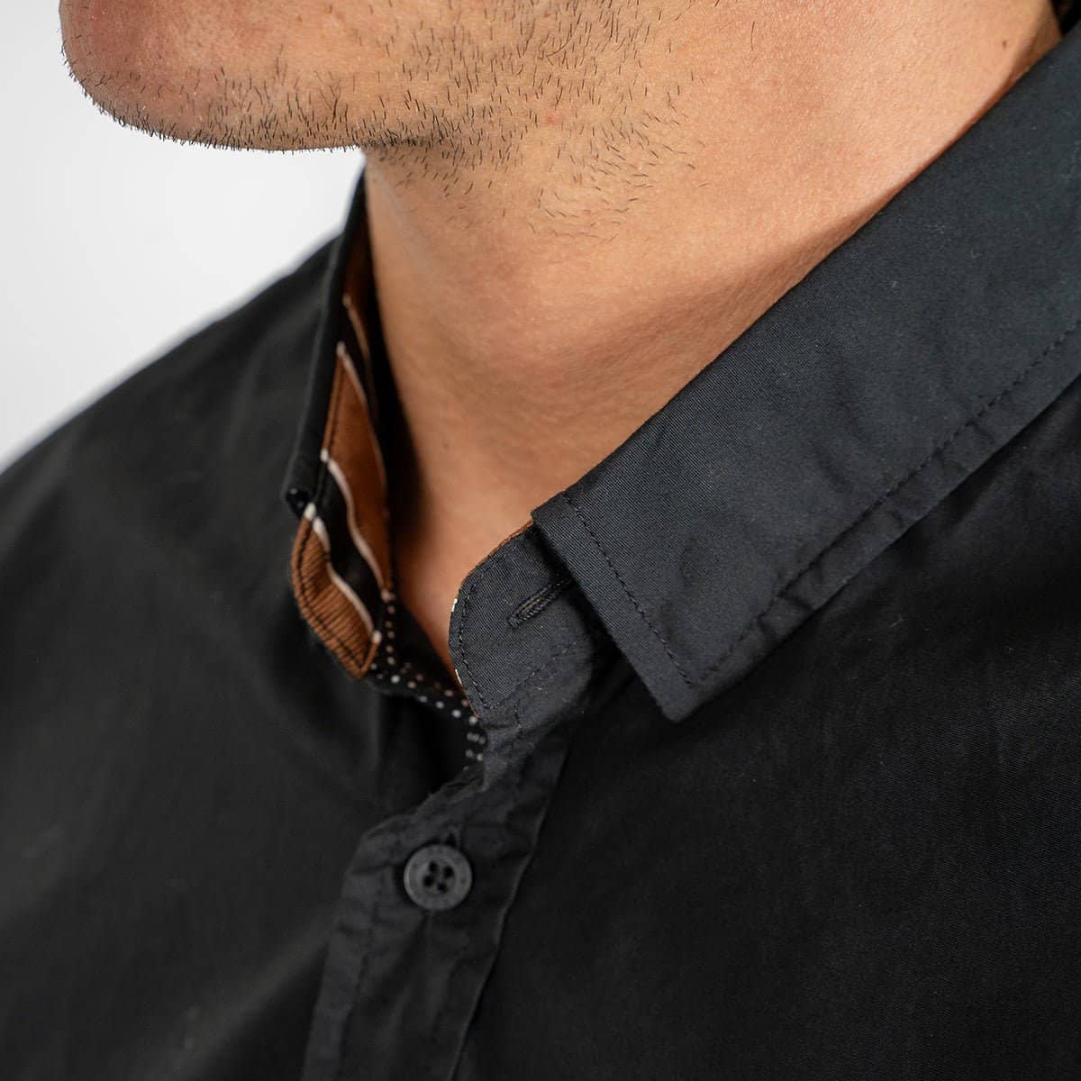 Chemise ml noire en popline - Image 3