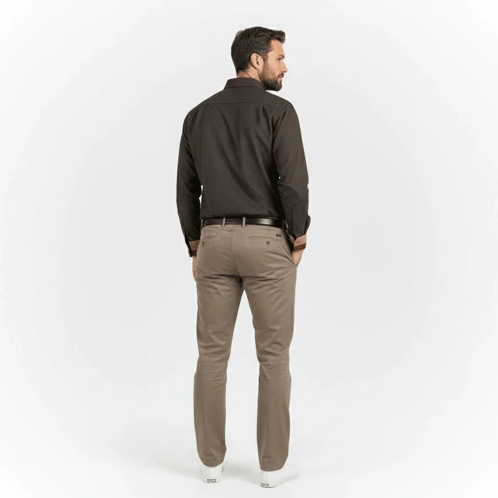 Chemise ml popline noire imprimé géométrique - Image 2