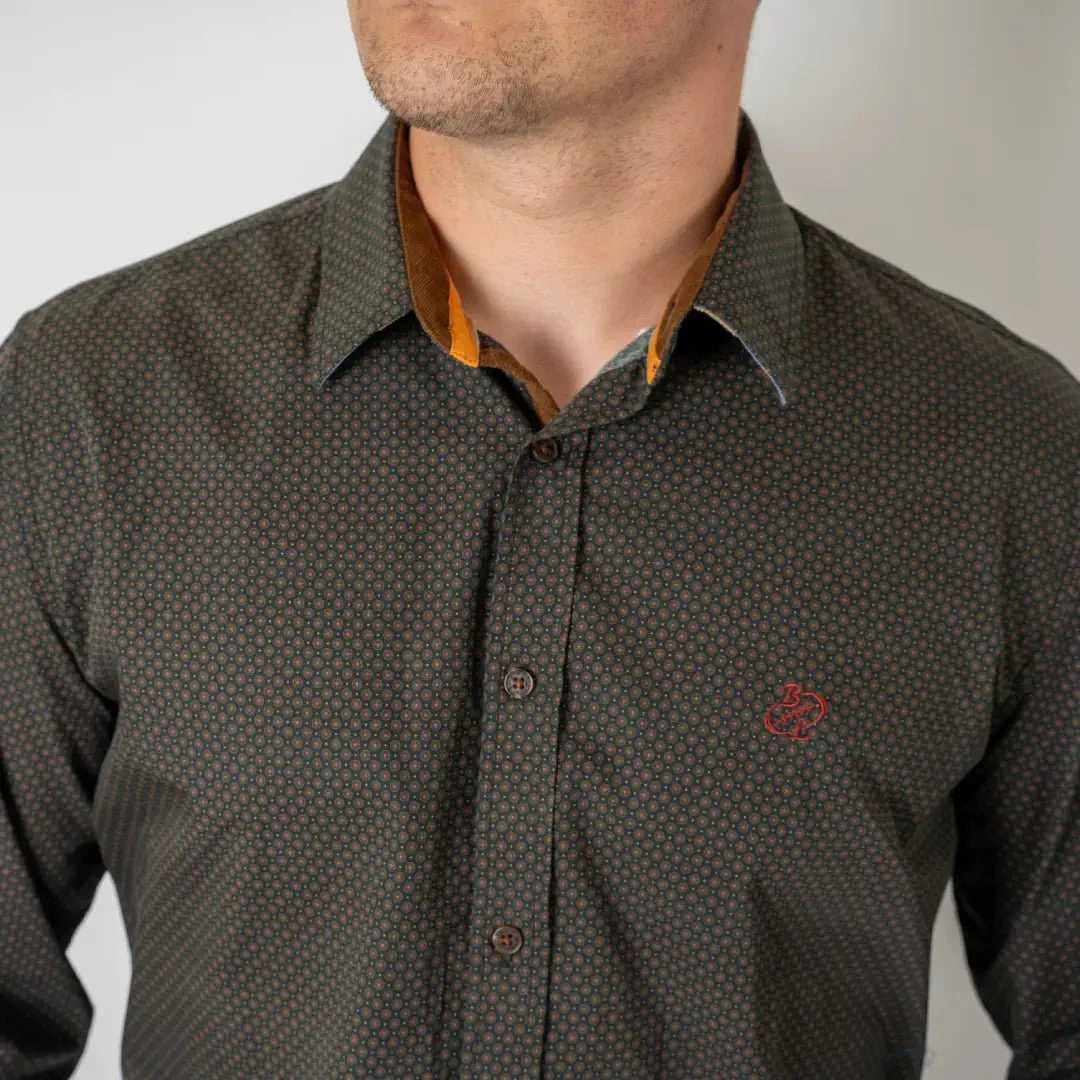 Chemise ml popline noire imprimé géométrique - Image 3