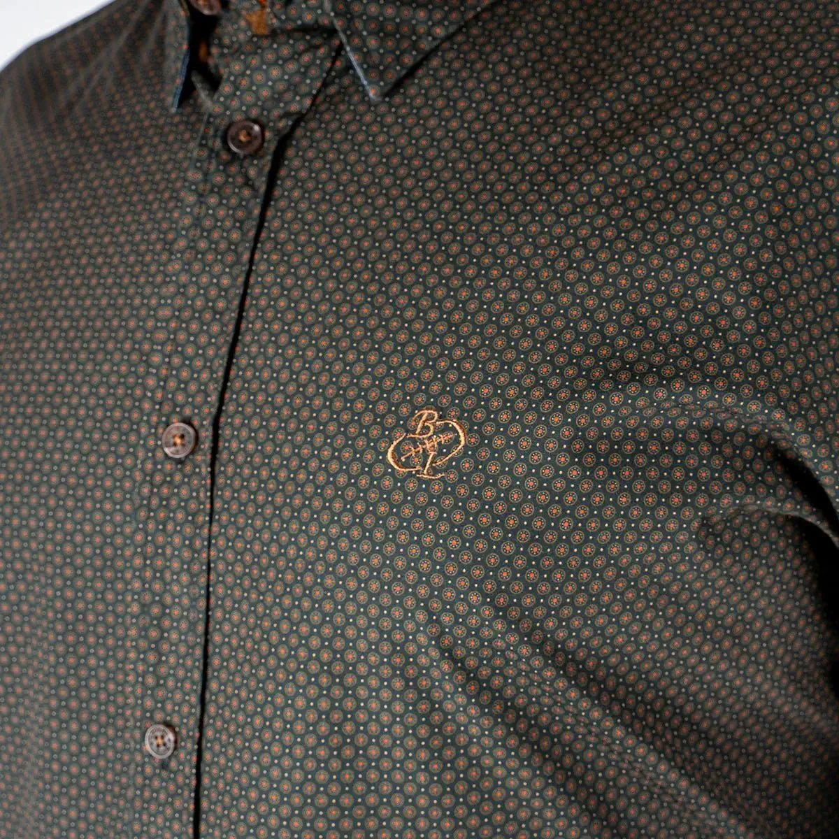Chemise ml popline noire imprimé géométrique - Image 4