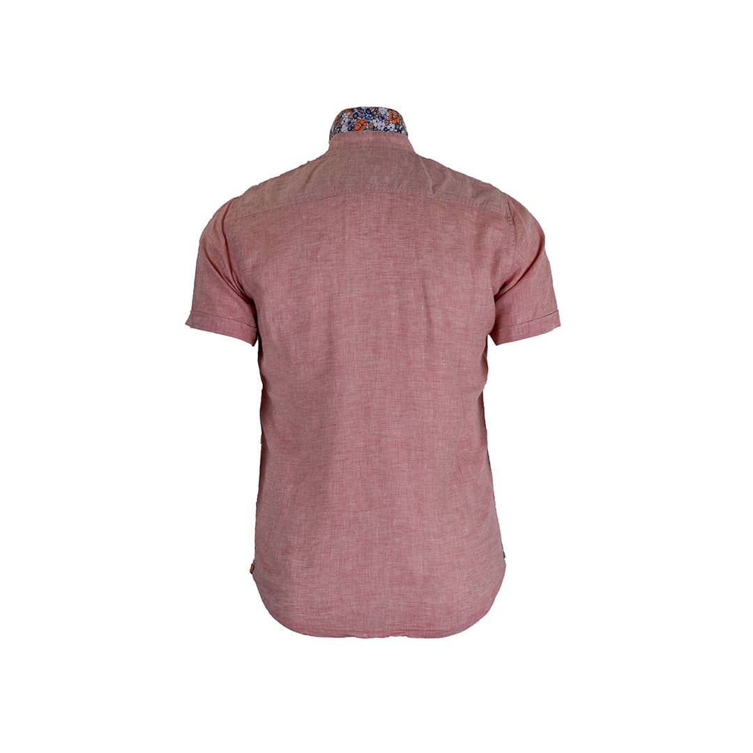 Chemise rose pâle en lin chiné - Image 5