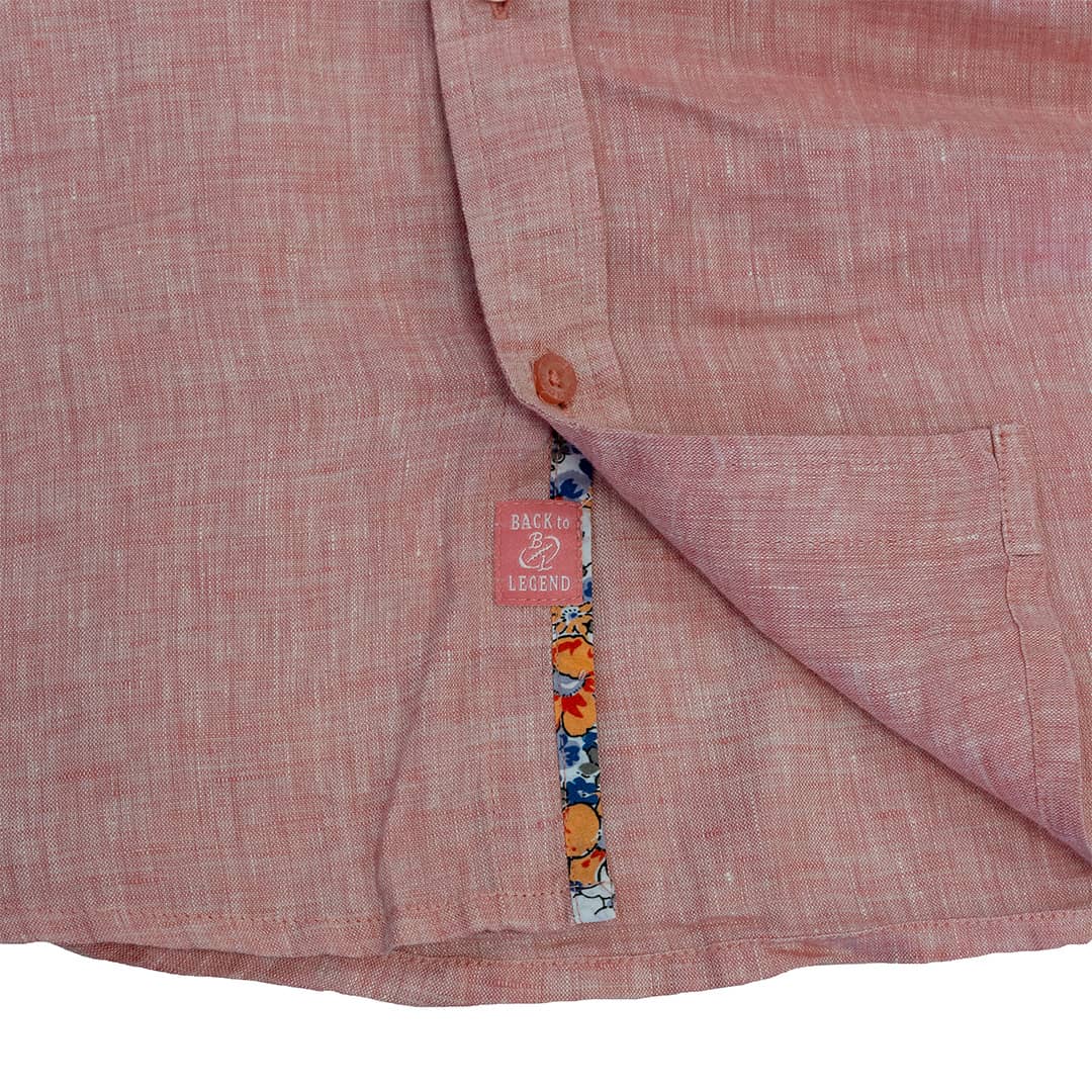 Chemise rose pâle en lin chiné - Image 6