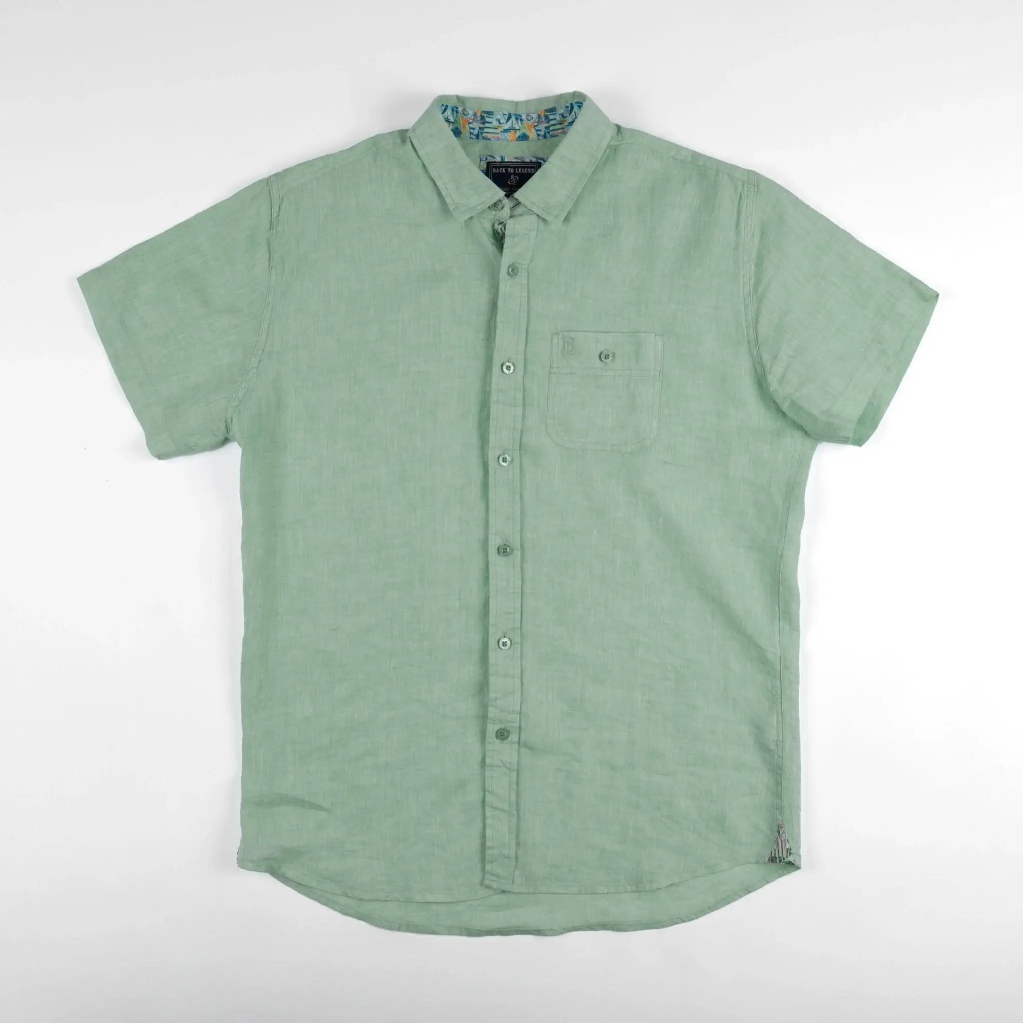 Chemise vert amande 100% lin - Image 3