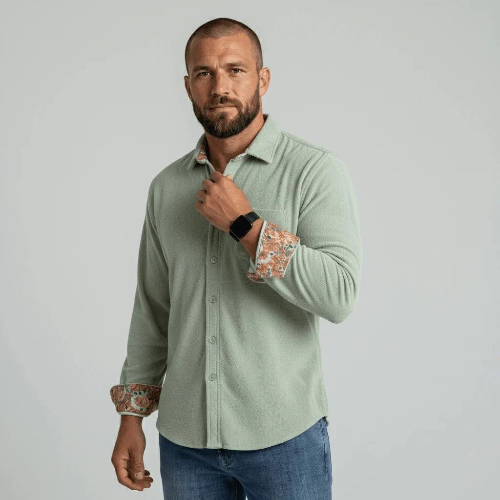 Chemise vert clair en tissu éponge