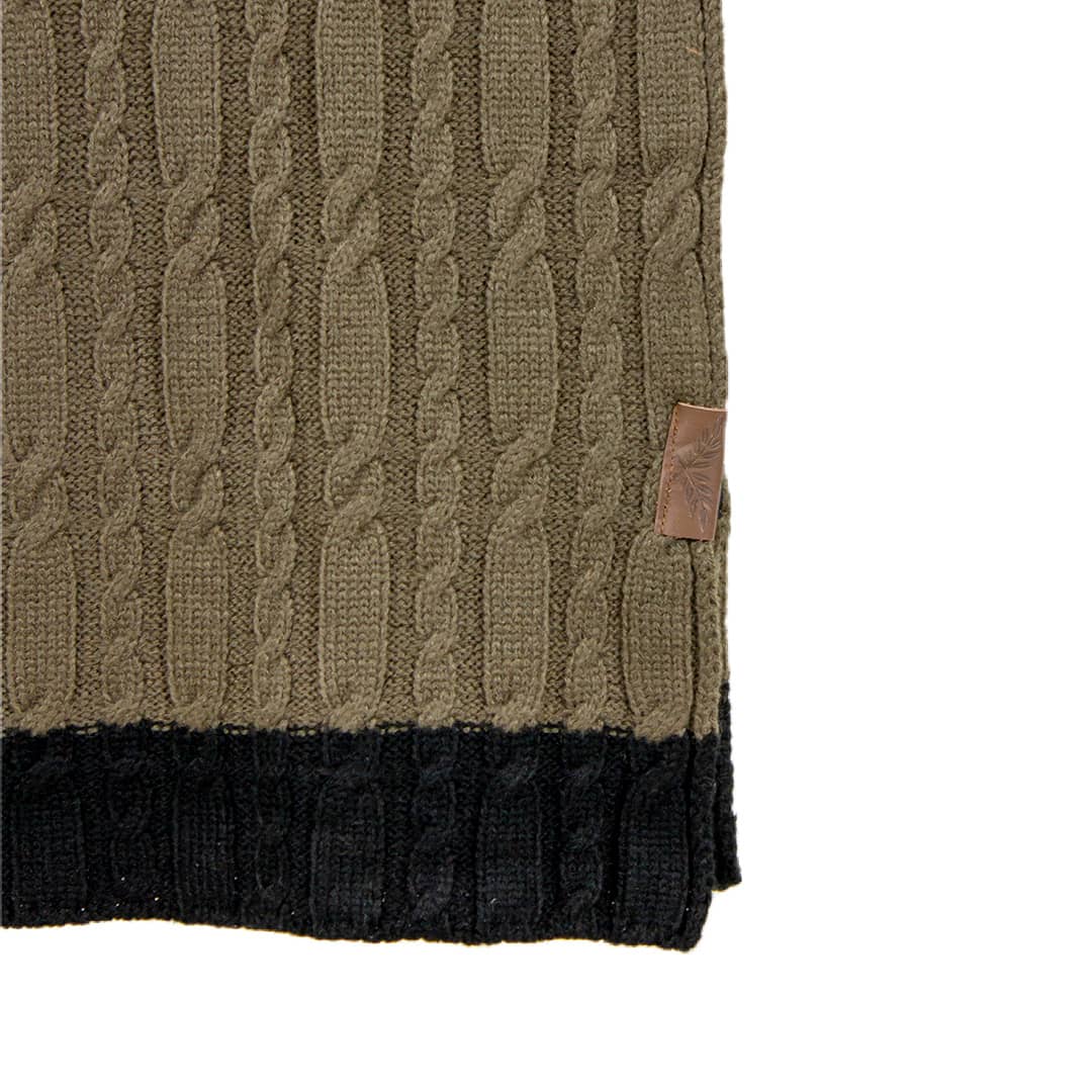Écharpe tricotée bicolore (kaki/noir) - Image 3