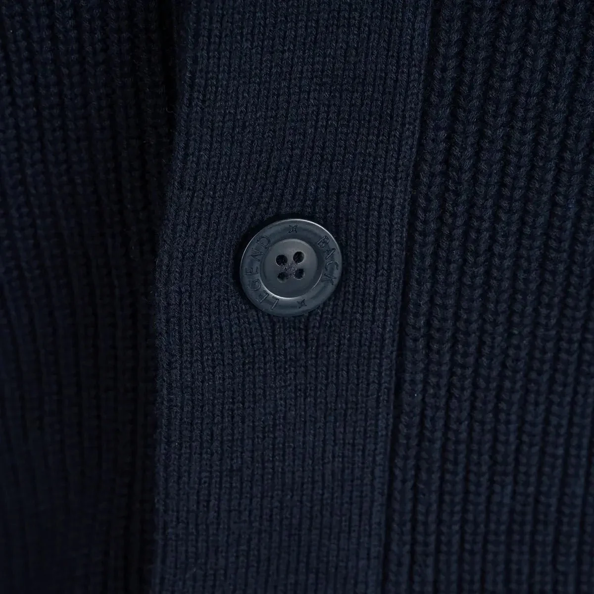 Gilet boutonné col châle bleu marine - Image 3