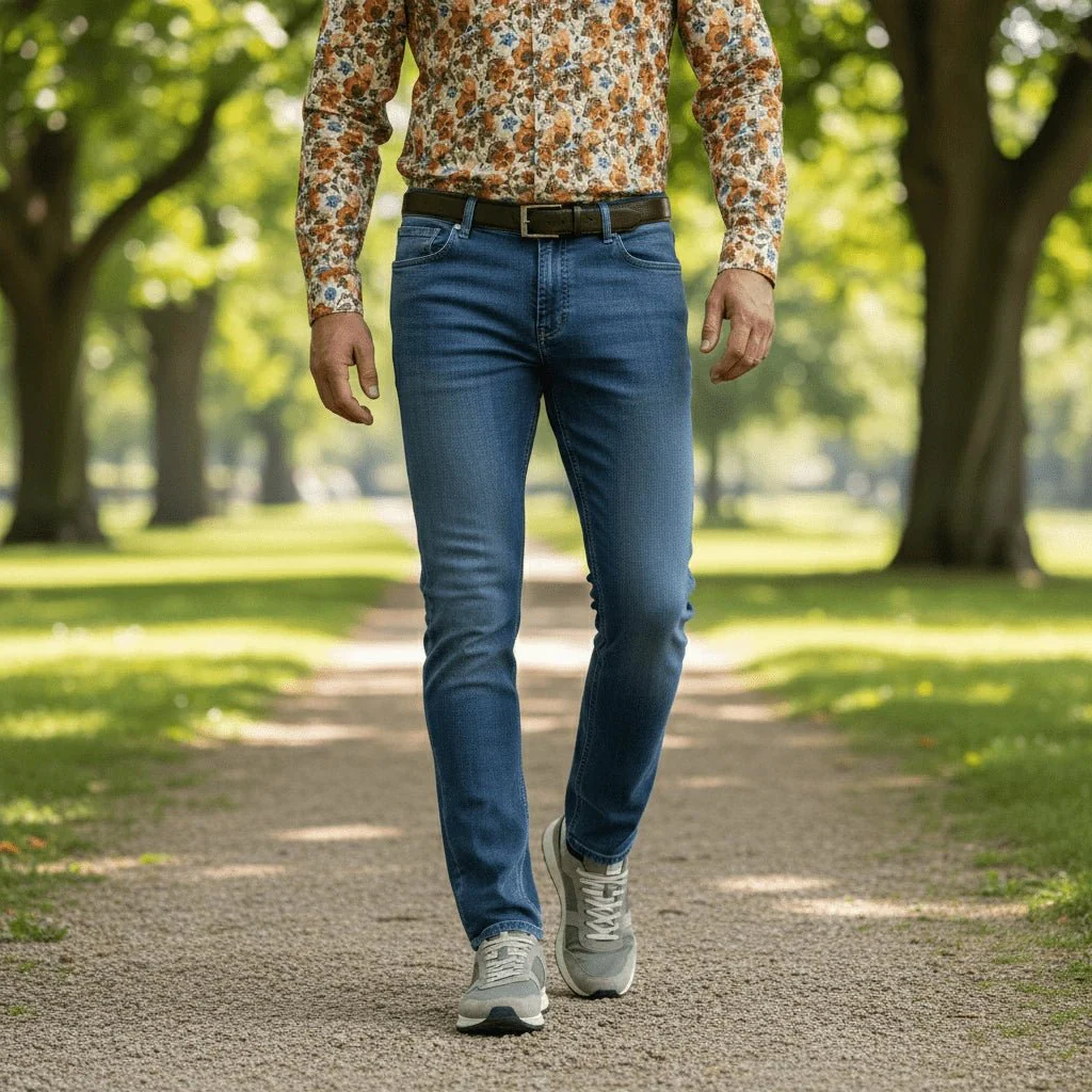Jeans droit bleu délavé - Image 3