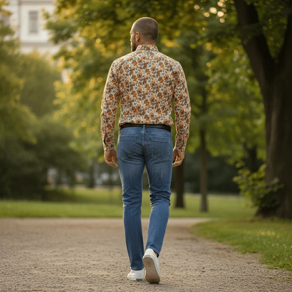 Jeans droit bleu délavé - Image 4