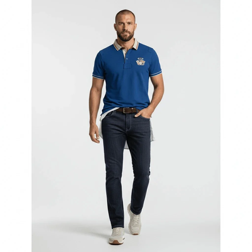 Jeans droit bleu foncé délavé - Image 7
