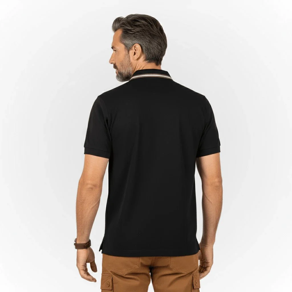 Polo anti UV noir poches poitrine - Image 2