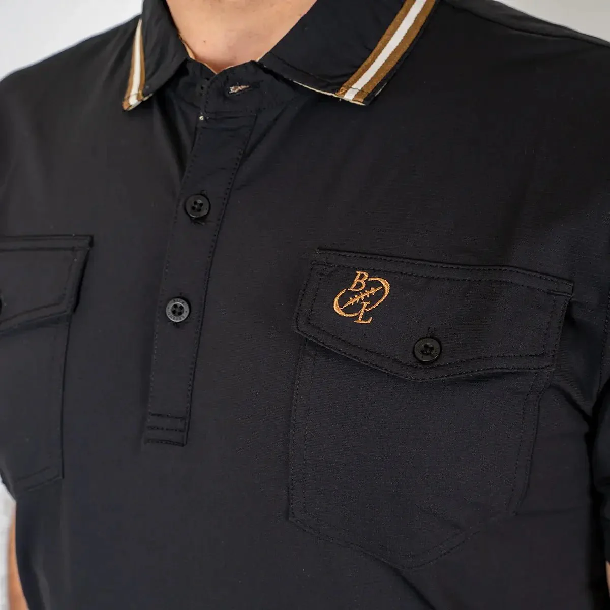 Polo anti UV noir poches poitrine - Image 3