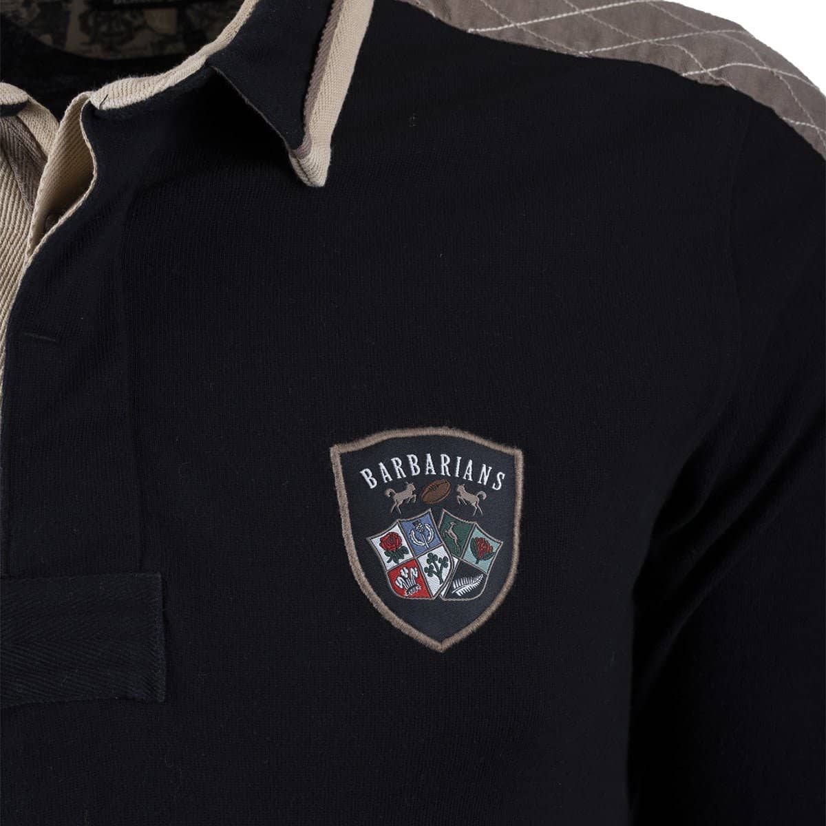 Polo noir surpiqué à manches longues Barbarians - Image 3